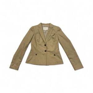 Banana Republic Women's Tan Cotton Blazer Size 0 Fitted Lined Jacket